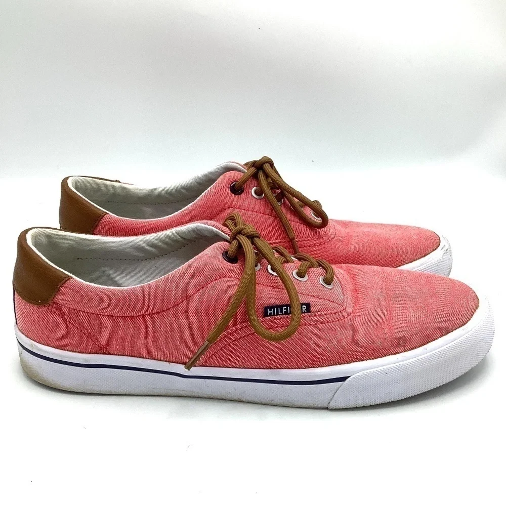 Tommy Hilfiger Phero TMPHERO Mens Pink Canvas Low Top Designer Sneaker Shoes 9.5